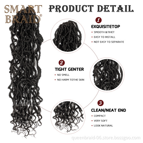 Goddess Nu Locs Crochet Hair with Curly End Natural Curly Dreadlocks Hair Ombre Faux Locs Crochet Braids 24" 21Strands/Pack